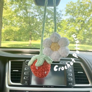 Strawberry Flower Car Hanging Crochet Pattern