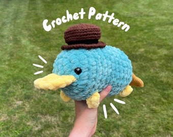 Spy Platypus Crochet Amigurumi Pattern Blue Platypus With a Hat Crochet Pattern PDF