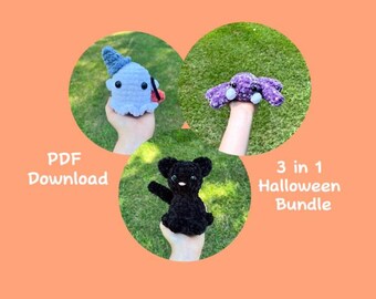 Halloween Crochet Pattern Bundle: Ghost, Spider, Cat (Digital PDF)