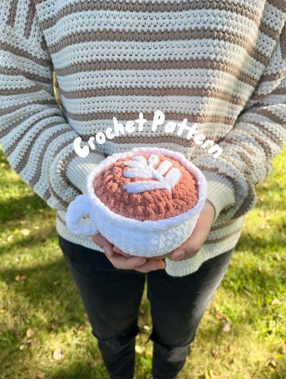 Crochet Latte Amigurumi Pattern: Coffee Plushie (PDF Pattern) Autumn Fall Crochet Pattern