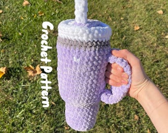 Tumbler Cup Crochet Amigurumi Pattern Instant PDF Pattern Download | Crochet Tumbler Water Bottle With Straw Plushie Pattern