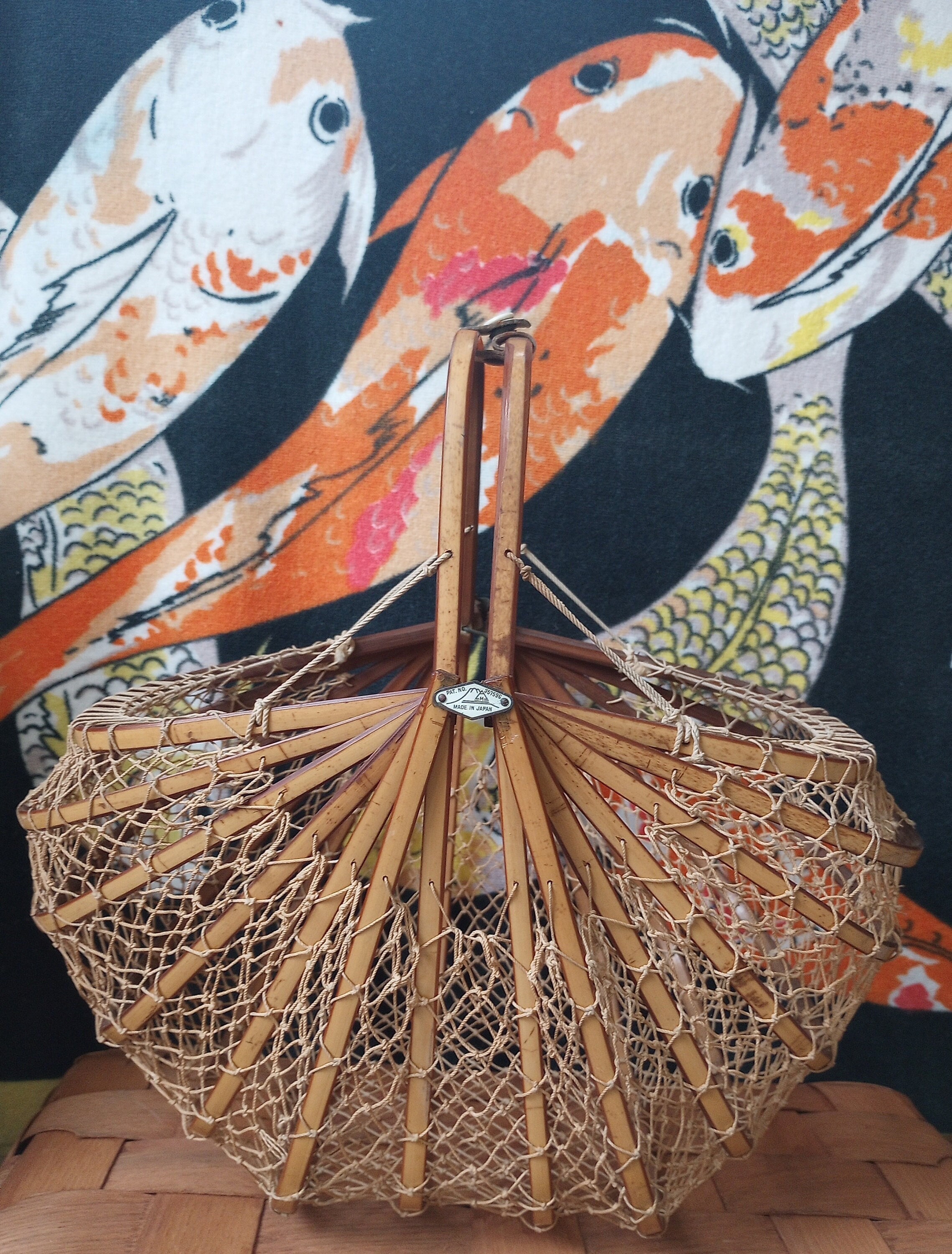 Vintage 50s & 60s Post War Japan Japanese Fishing Net Fishnet handbag purse  basket
