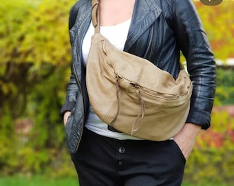 Full Grain Leather Sling Bag - Large Waist Fanny Pack