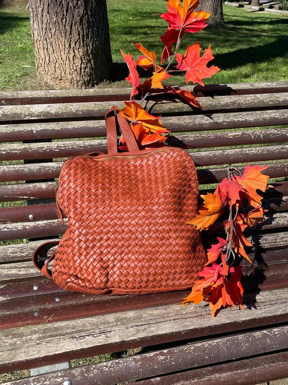 Woven Leather Backpack, Italian Leather - Etsy Israel display picture 3