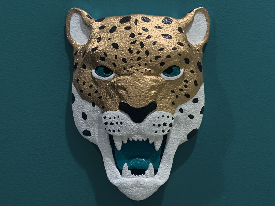 Teal Jaguar Head Wall Sculpture Jaguar Gift, Jaguar Wall Art for Home Decor Perfect for Kitchen