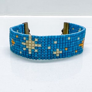 Wide Beaded Bracelet | Woven Bead Cuff Bracelet | Celestial Bracelet | Seed Bead Bracelet | Boho Bracelet | Friendship Bracelet
