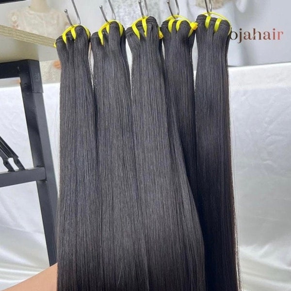 Raw Human Hair Bundles | Double Drawn | Natural 1b