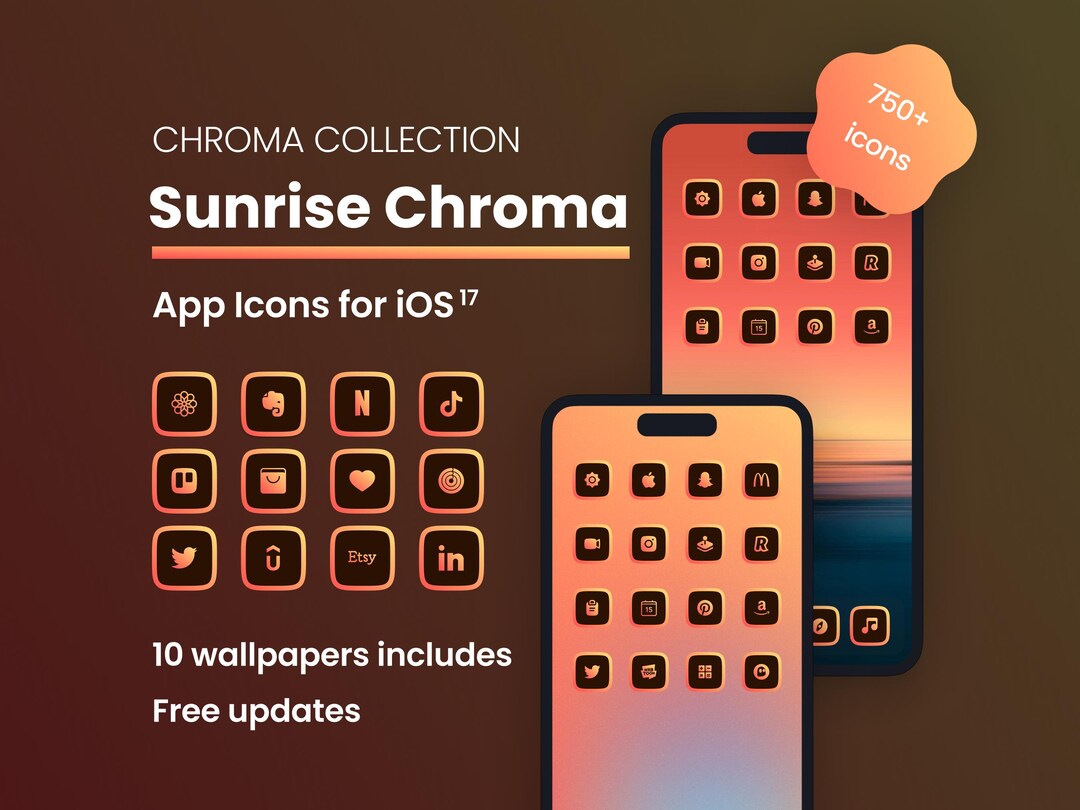 Icon Pack Sunrise Chroma Ios 17 | Gradient Border | 750+ Icons | 10 ...