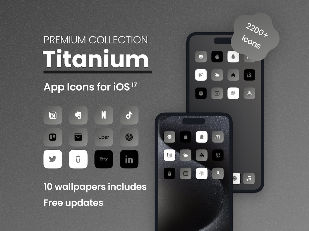 Icon Pack Titanium Ios 17 | New iPhone 15 PRO Edition | 2200+ Icons ...