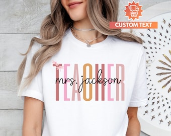 Custom Name Teacher Shirt, Teacher Mrs Tshirt, Cute Teacher shirt, Teacher Appreciation gift, Gift for Teacher, Back to School Teacher shirt