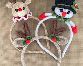 Weihnachts Haarreif Set 8 Stück Lurrose 8-teiliges Weihnachtskopfschmuck-Set – Geweih, Schneemann, Rentier & Weihnachtsbaum-Haarbänder Für Kinder & Erwachsene, Party-Deko