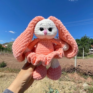Plush bunny crochet toy,  gift idea stuff animals, kids room decor, game friend, toy for girls