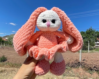Crochet Plush Bunny Toy: Handmade Kids Room Decor
