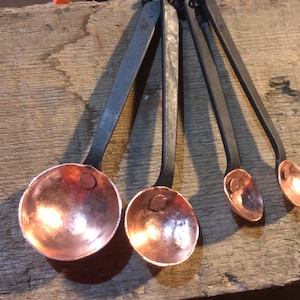 Set of 4 Copper Measuring Spoons - hand forged