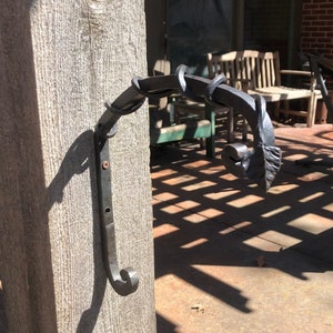Heavy Duty Plant hanger with Vine and Leaf - hand forged