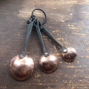 Set of 3 Copper Measuring Spoons - hand forged