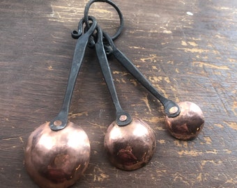 Set of 3 Copper Measuring Spoons - hand forged