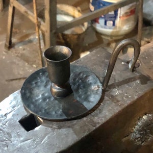 Small Tapered Candle Holder with Handle - hand forged