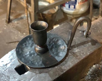 Small Tapered Candle Holder with Handle - hand forged