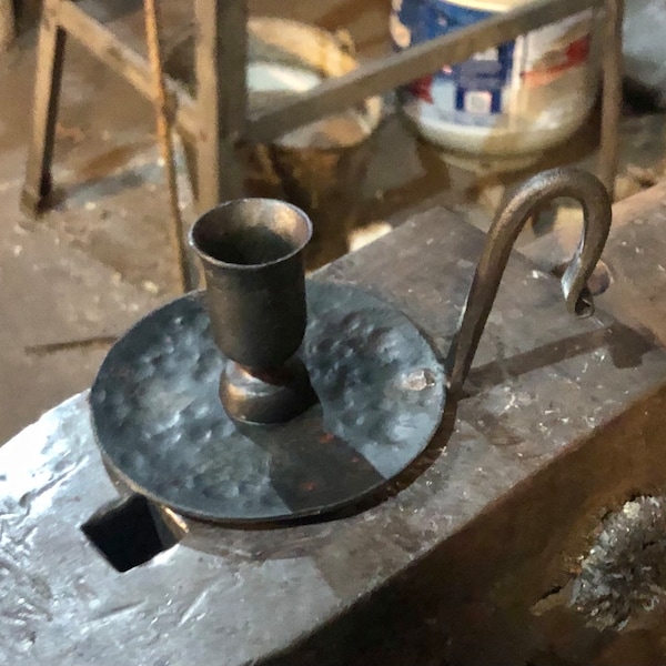 Small Tapered Candle Holder with Handle - hand forged