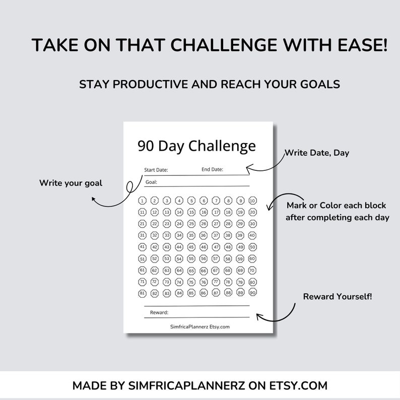 90 Day Challenge Planner Printable Habit Tracker best - Etsy