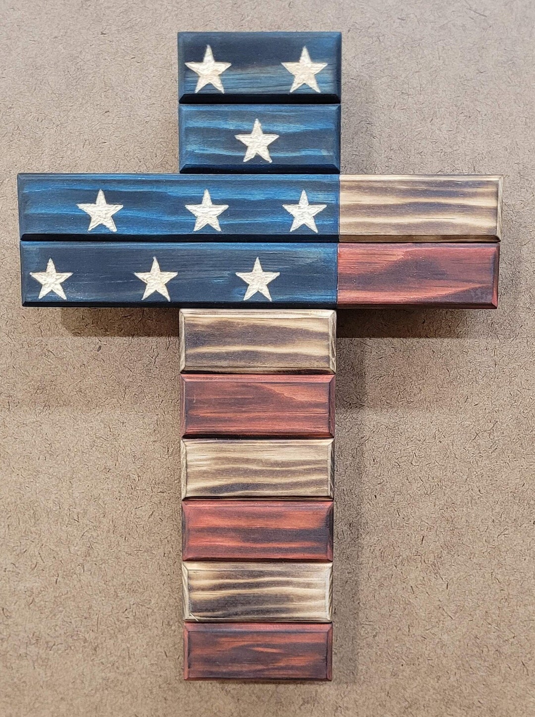 Wooden American Flag Cross, Hand Carved Stars Etsy