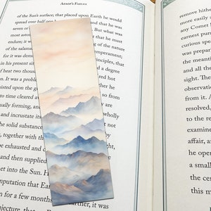 Misty Mountains Bookmark / Mountain Landscape Bookmark / Pastel Art - High Quality Print Illustration, Literary Gifts