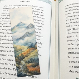 Misty Mountains Bookmark / Mountain Landscape Bookmark / Pastel Art - High Quality Print Illustration, Literary Gifts