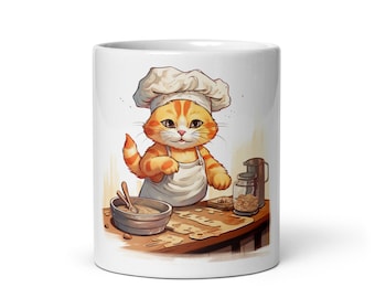 Kekse machen Katze Kaffeebecher