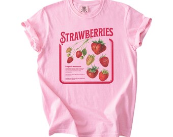 Vintage Strawberries Botanical Shirt, Retro Fruit Illustrations, Science Gardeners Gift
