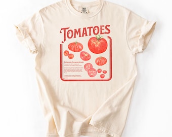 Tomato Shirt Comfort Colors Vintage Graphic, Gift For Gardeners and Tomato Lovers, Retro-style Watercolor Fruit and Veggie Illustrations