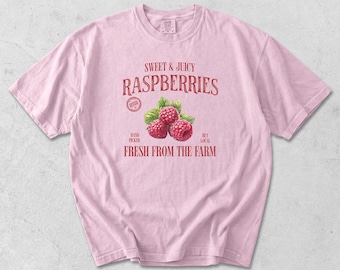 Vintage Raspberry Farmers Market Comfort Colors Shirt, Gift For Gardeners, Backyard Farmer Plant Lover Gift, Retro Watercolor Fruit Design