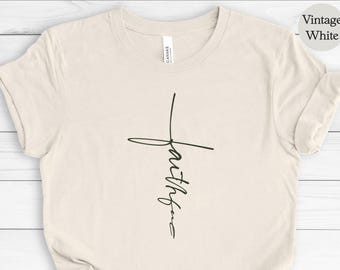 Faithful Cross Christian T-Shirt, Minimalist Streetwear