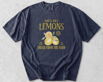 Vintage Lemon Farmers Market Comfort Colors Shirt, Gift For Gardeners, Backyard Farmer Plant Lover Gift, Retro Watercolor Fruit Design