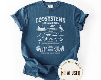 Vintage Wildlife Lakes Rivers Comfort Colors Ecosystem Tshirt, Gift For Science Teachers, Ecology Earth Nature Lovers Shirt