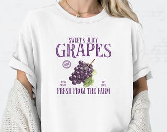 Vintage Grape Farmers Market Comfort Colors Shirt, Gift For Gardeners, Backyard Farmer Plant Lover Gift, Retro WatercolorFruit Design