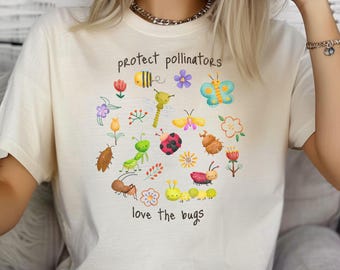 Cute Cartoon Bugs Protect Pollinators Comfort Colors Shirt, Gift For Entomologist Bug Lovers, Entomology Insect Tshirt