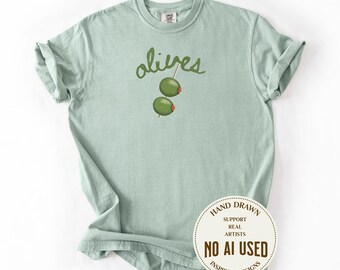 Comfort Colors Olive Shirts For Martini Lover, Vintage Olives, Retro Stuffed Olive Gift For Him or Her