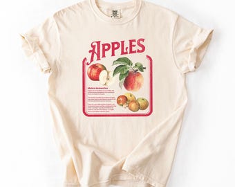 Vintage Apple Comfort Colors Shirt, Retro Watercolor Fruit Illustration, Gardener Science Gift