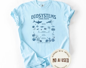 Vintage Wildlife Coral Reef Ecosystem Comfort Colors Tshirt, Gift For Science Teachers, Ocean Lovers Apparel