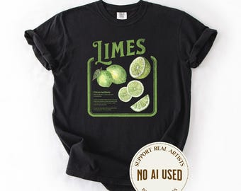 Vintage Limes Comfort Colors Shirt, Retro Fruit Illustrations, Science Botanical Print
