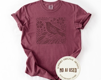 Subtle F*ck Trump Linocut Crow Comfort Colors Shirt, Gift For Anti Fascists Leftists Progressives, Anti MAGA Fuck Trump Tee