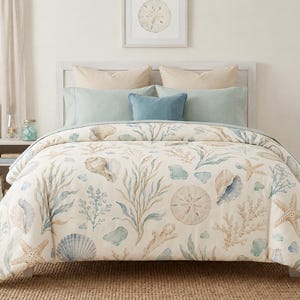 Shoreline Shells Comforter | Coastal Shell Bedding | Beach House Comforter | Seashell Comforter | Coastal Bedroom Decor