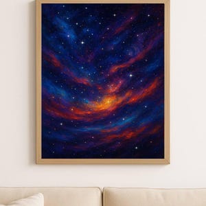 Abstracte Galaxy Art Print: levendig kosmisch universum (digitale download)