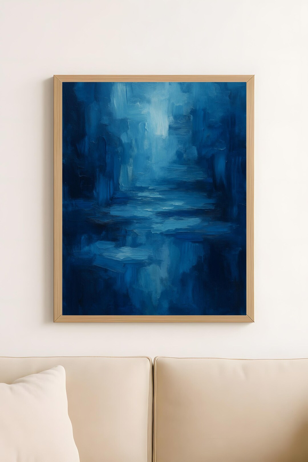 Blue Abstract Expressionist Art Print: Modern Indigo Painting (digital ...