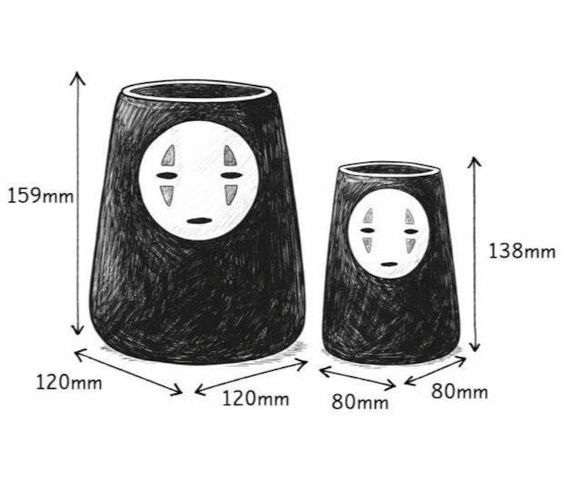 Spirited Away Plant Pot - Unique No Face Self-Draining Water System - studio gibli Indoor Decor image 8