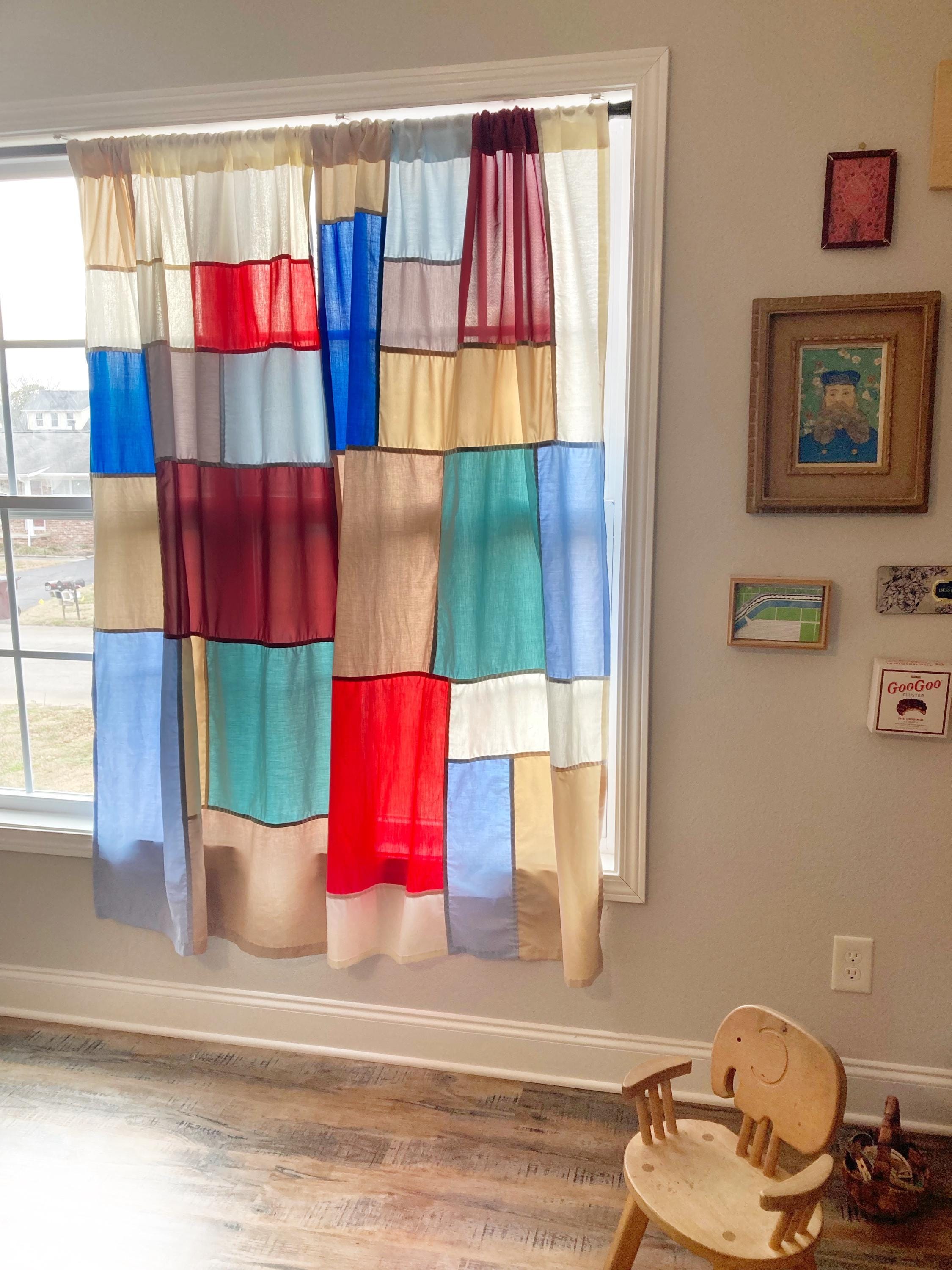 Custom Pojagi Curtain | Handmade Reclaimed Fabric Textile Art