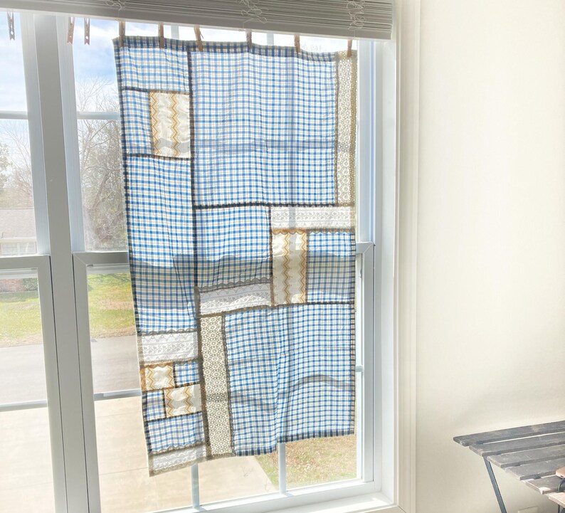 Hand Sewn Bojagi Curtain: Korean Patchwork Fabric Art