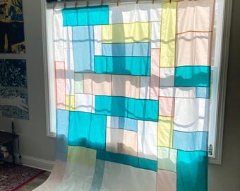 Custom made Pojagi curtain no rod hem pocket any size for you, choose your colors and style, bojagi curtain, Jogakbo