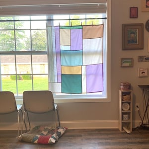 Bojagi curtain, Pojagi curtain, Jogakbo, Korean traditional patchwork, secondhand fabric, upcycle, fabric art, all hand sewing